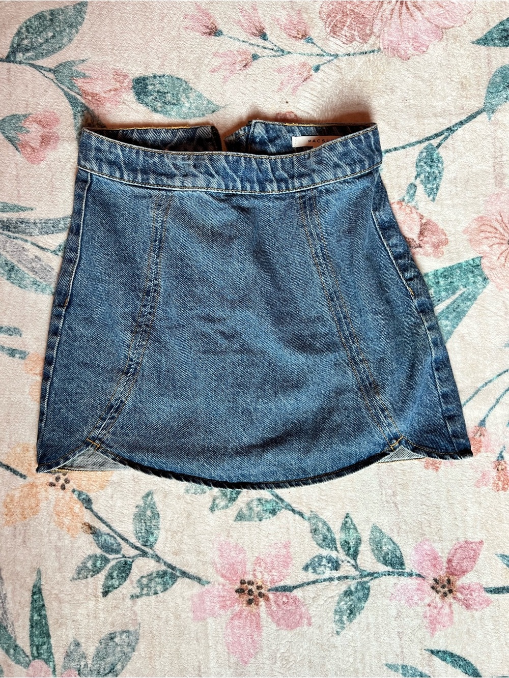 PacSun Blue Denim Curved Hem Mini Skirt
